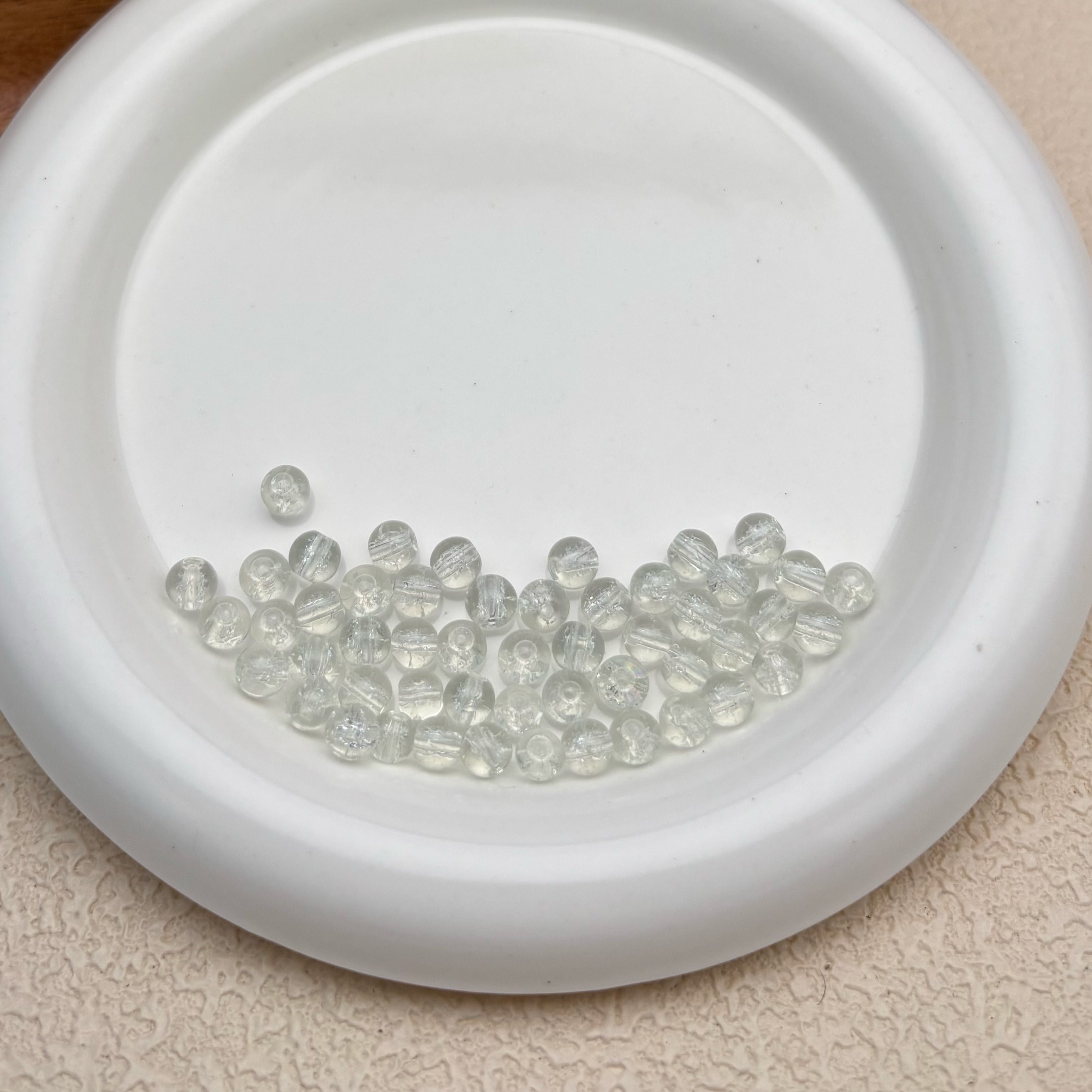 6mm | クリアホワイトクラックビーズ