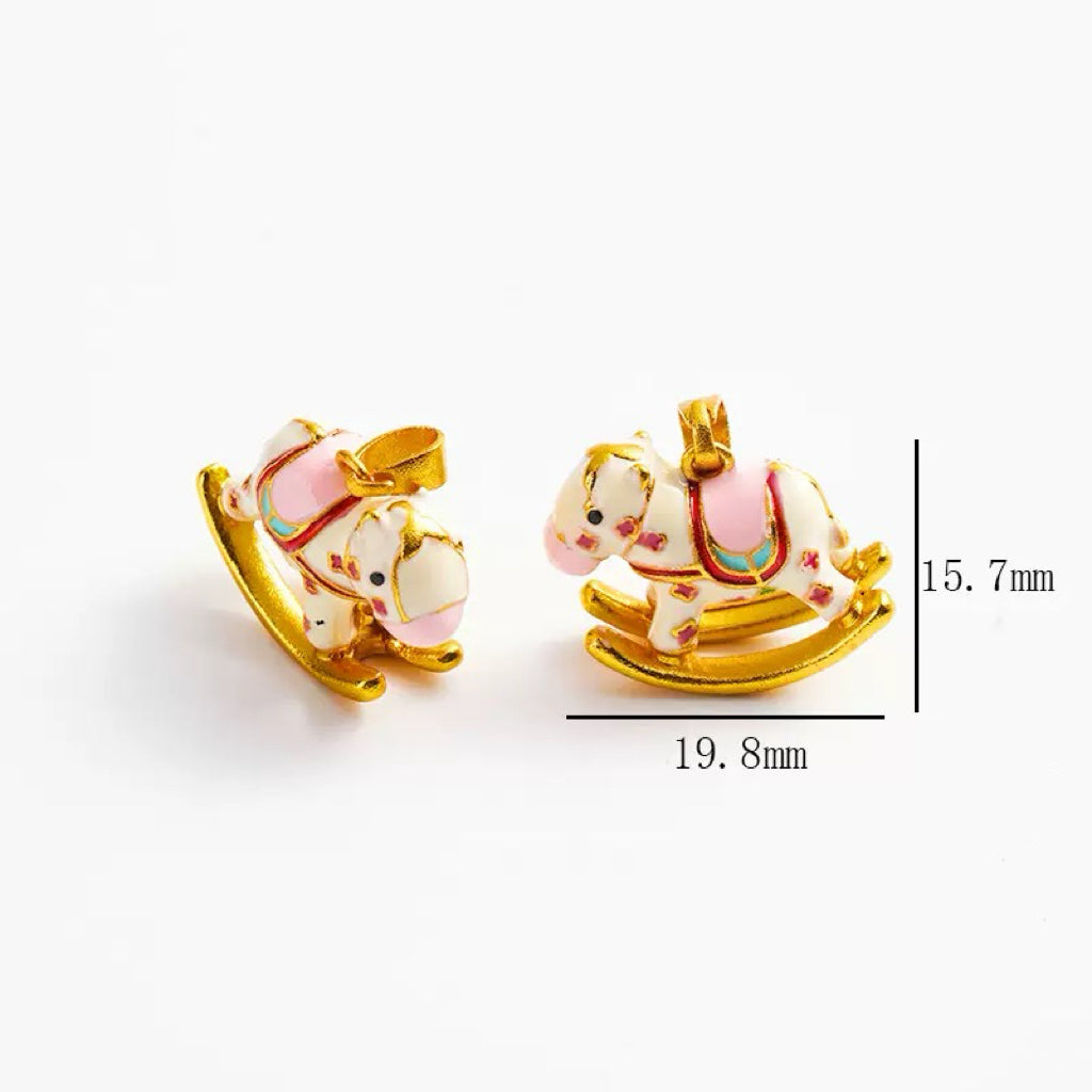 エポキシ加工の立体ロッキングホースチャーム（金具付き）