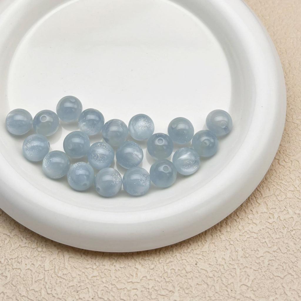 12mm | 紫外線で色が変わるビーズ（グレー→スモークブルー柄）