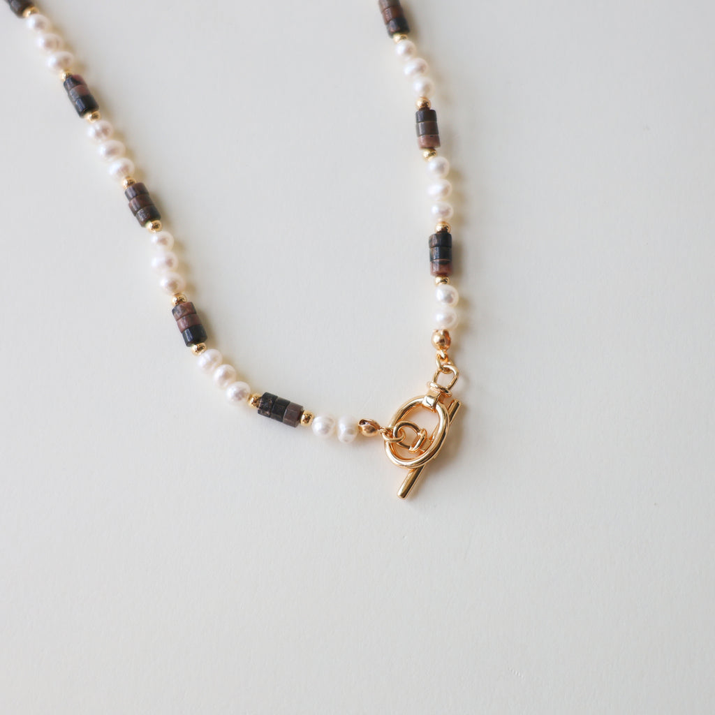 月影の記憶 | S925 パールとインカローズのリング＆ネックレスセット 14KGF