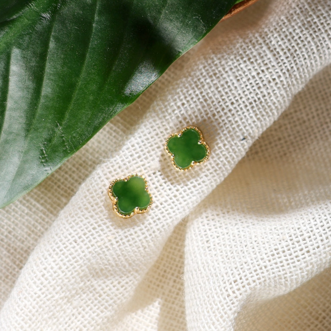 四つ葉のクローバー | 翡翠ピアス