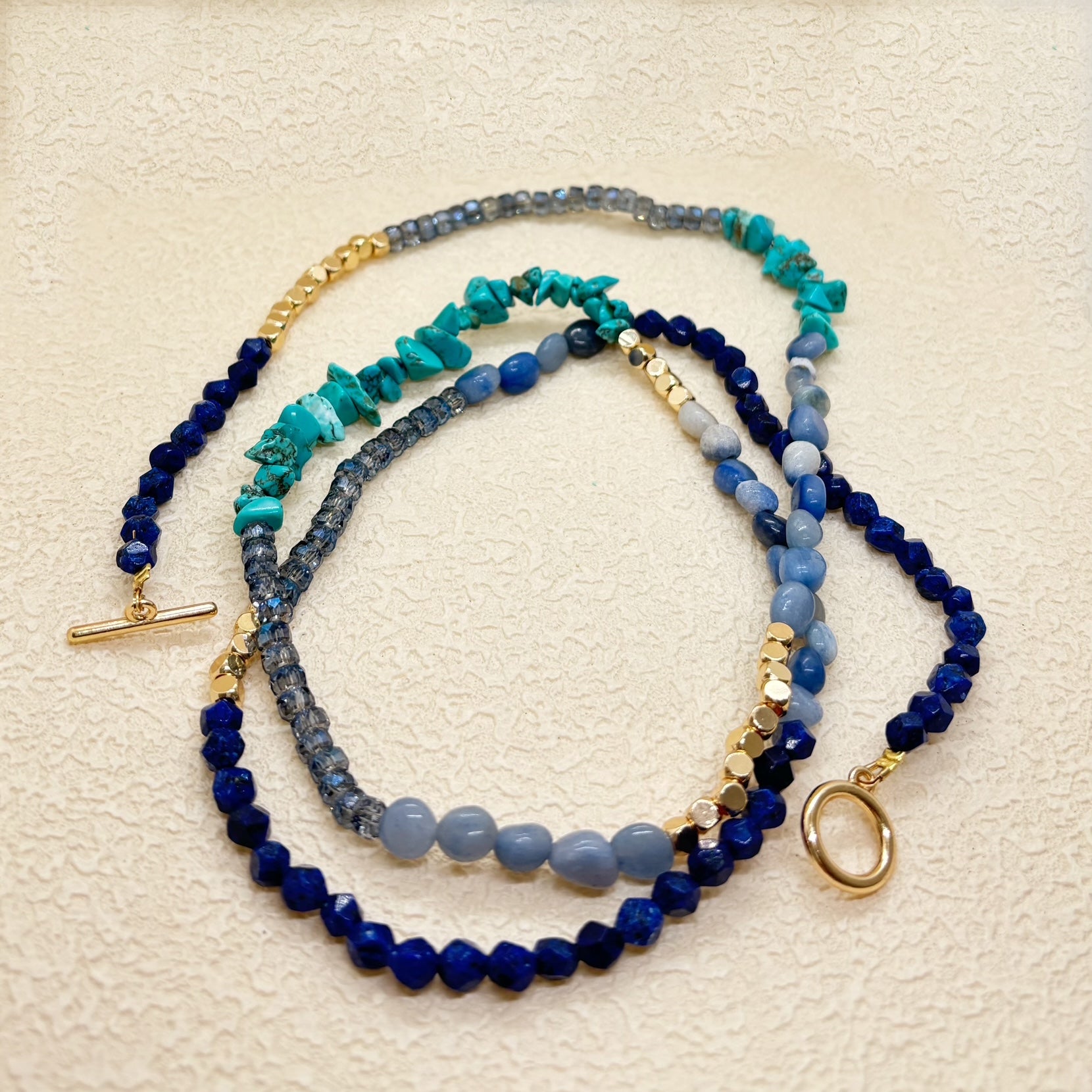 ターコイズ x ラピスラズリの2WAYロングネックレス