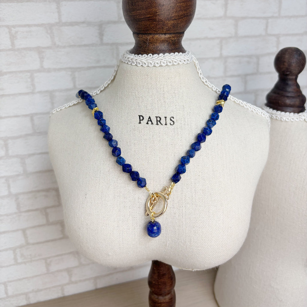 ラピスラズリと × オーロラブルービーズのネックレス＆ブレスレット