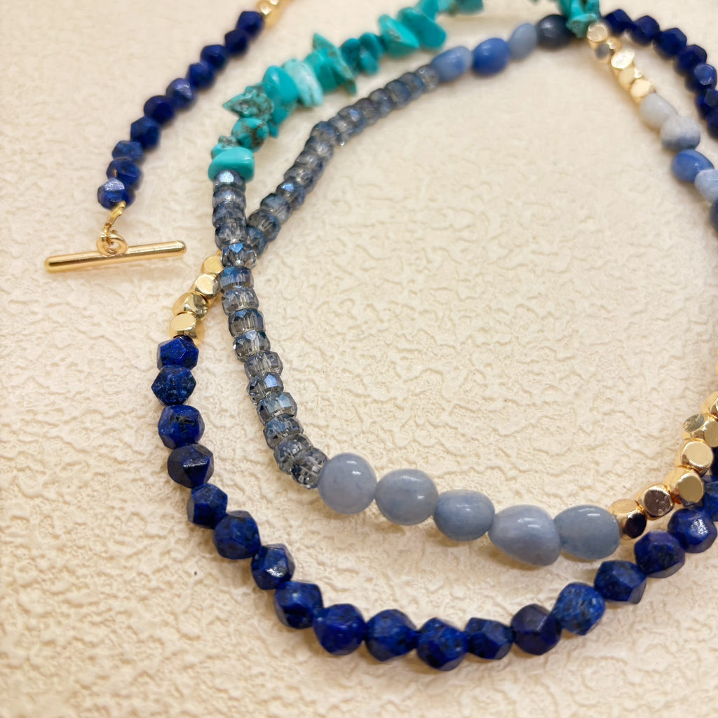 ターコイズ x ラピスラズリの2WAYロングネックレス