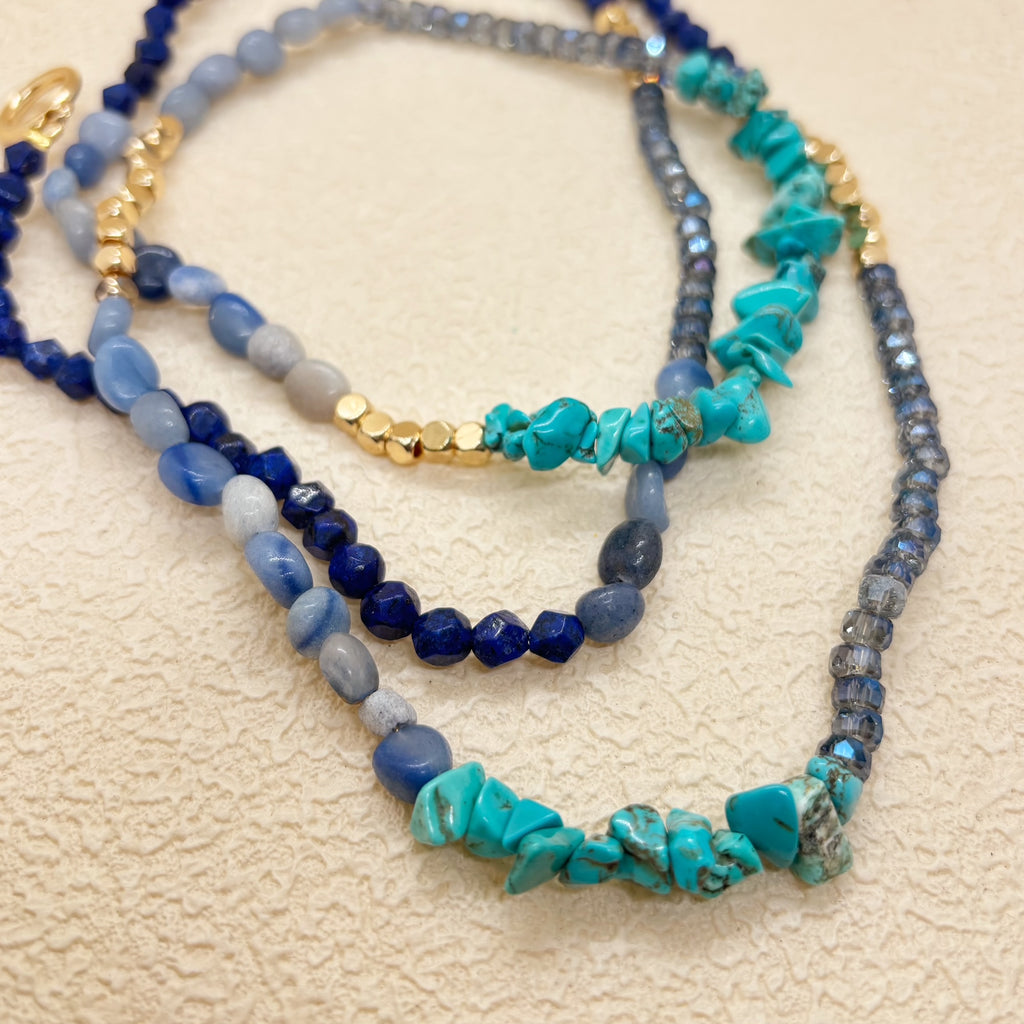 ターコイズ x ラピスラズリの2WAYロングネックレス